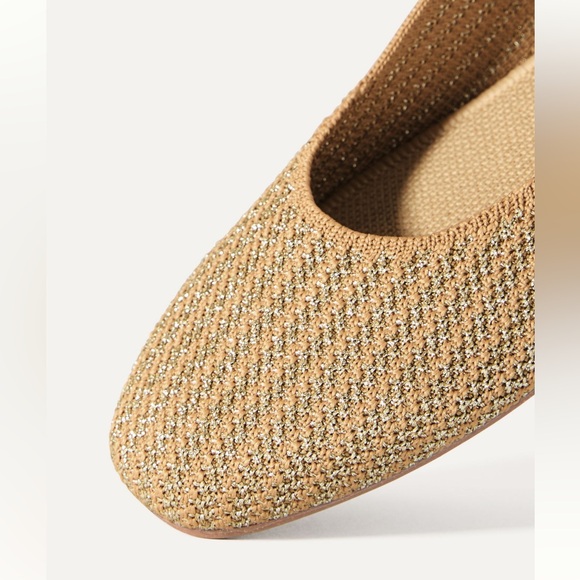 ROTHY’S The Square Wrap Ballet Flats, Sz 8.5 - Gold Metallic Shoes - Picture 2 of 14